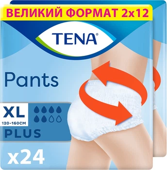 Набір підгузків-трусиків для дорослих Tena Pants Plus XL 24 шт (7322541773643_1)