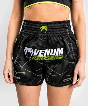 Женские тайские шорты Venum Training Camp 4.0 Muay Thai Short - Black/Neon Green (VENUM-05493-103-XS)