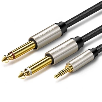 Аналоговий кабель Ugreen AV126 3.5 mm TRS to 2 x 6.3 mm TS, 1 m Gray 10613