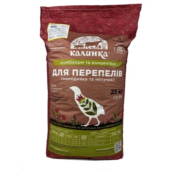 Комбикорм Калинка полнорационная для молодняка - перепела 6700, 25 кг.