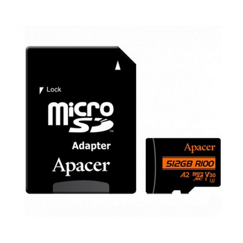Карта пам'яті microSDXC (UHS-1 U3) Apacer A2 512Gb class 10 V30 (R100MB/s, W80MB/s) (adapter SD) (AP512GMCSX10U8-R)