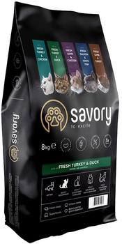 Сухий корм для дорослих котів Savory з індичкою і качкою 8 кг (4820232630068)