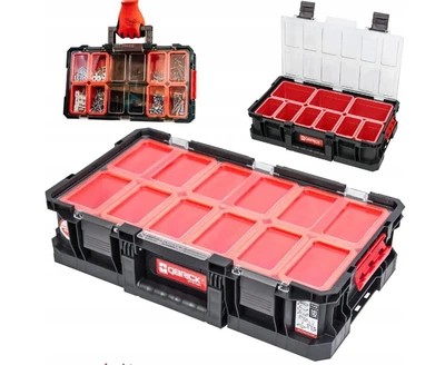 Многофункциональный ящик для инструментов с застежками Qbrick System TWO Organizer Plus для домашней мастерской и гаража Органайзер со складной ручкой Черно-красный