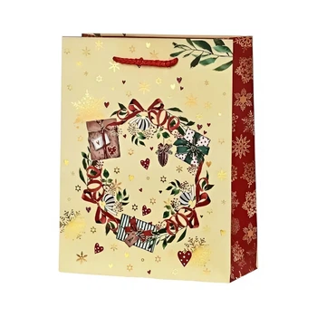 Пакет подарунковий "Christmas motif" Stenson R33021-L 31х42х12 см різдвяний вінок