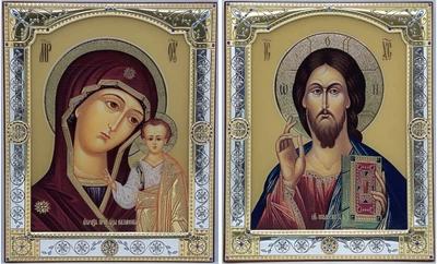 Ікона ArtGlass Вінчальна пара срібна (11,6x14,3 см.) (SA7014/3O + SA7016/3O)