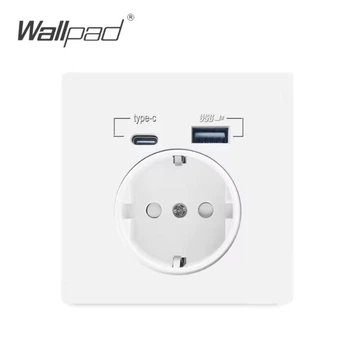 Розетка с USB и Type C выходом 220В Wallpad настенная белая