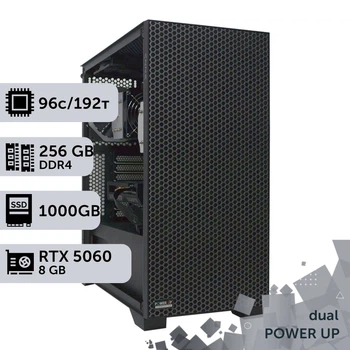 Двухпроцессорная рабочая станция PowerUp #565 AMD EPYC 7642 x2/256 GB/SSD 1TB/GeForce RTX 5060 8GB для 3D моделирования видеомонтажа рендеринга для инженеров и архитекторов