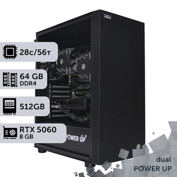 Двухпроцессорная рабочая станция PowerUp #557 Xeon E5 2680 v4 x2/64 GB/SSD 512GB/GeForce RTX 5060 8GB для 3D моделирования видеомонтажа рендеринга для инженеров и архитекторов