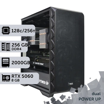 Двухпроцессорная рабочая станция PowerUp #563 AMD EPYC 7С13 x2/256 GB/SSD 2TB/GeForce RTX 5060 8GB для 3D моделирования видеомонтажа рендеринга для инженеров и архитекторов