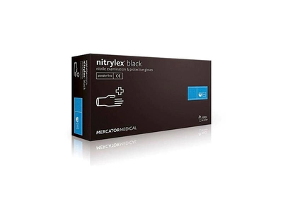 Черные одноразовые нитриловые перчатки Nitrylex® PF BLACK S