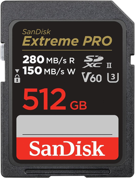 SanDisk Карта памяти SD 512GB C10 UHS-II U3 R280/W150MB/s Extreme Pro V60