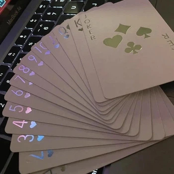 Голографічні гральні карти для покеру Cards колода для карткових ігор, 54 карти, білі (110409061)