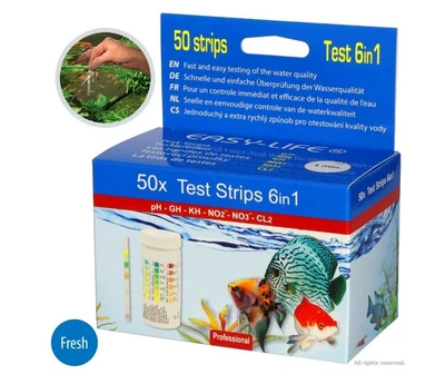 Тест-полоски для аквариумов и прудов Easy-Life 6in1 test strips 50 тестов (TST61)