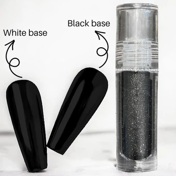Жидкая черная зеркальная втирка Liquid mirror powder - для дизайна ногтей (для маникюра и педикюра) - 377