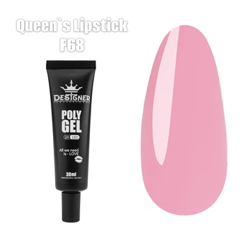 Полигель Дизайнер 30 мл Queen`s Lipstick для наращивания и укрепления ногтей №68