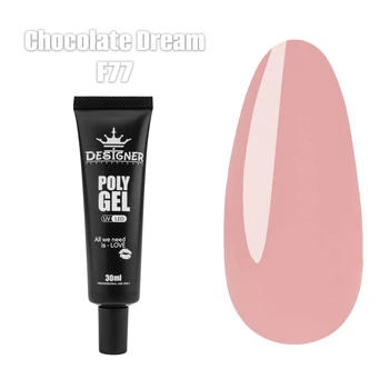 Полигель Дизайнер 30 мл Chocolate Dream для наращивания и укрепления ногтей №77