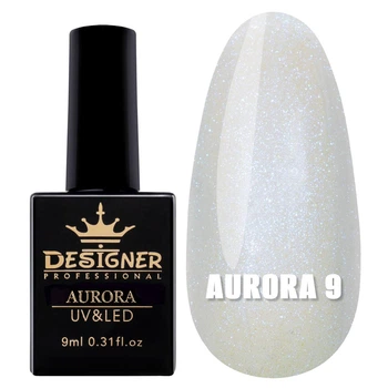 Гель-лак для ногтей Дизайнер Aurora №9 с эффектом втирки 9 мл
