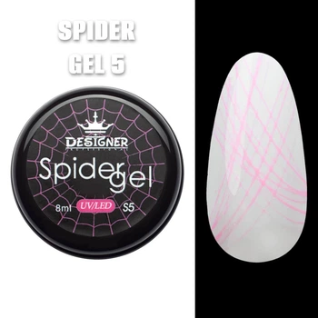 Паутинка Spider Gel (Розовый S5) Дизайнер 8 мл для дизайна и декора ногтей