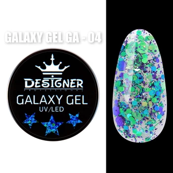 Глитерный гель Galaxy Gel (GA-04) Дизайнер 10 мл с блестками для декора ногтей