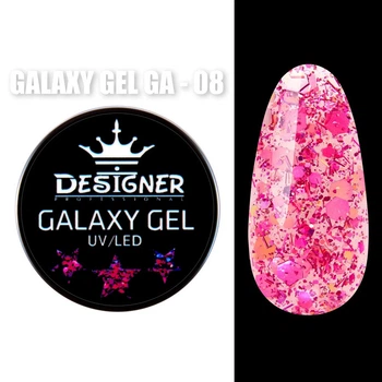Глитерный гель Galaxy Gel (GA-08) Дизайнер 10 мл с блестками для декора ногтей
