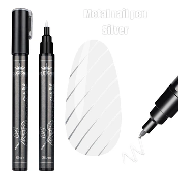 Зеркальная ручка-маркер Silver Chrom metal nail pen Дизайнер для рисования на ногтях
