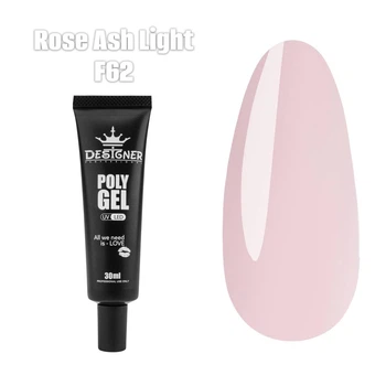 Полигель Дизайнер 30 мл Rose Ash Light для наращивания и укрепления ногтей №62