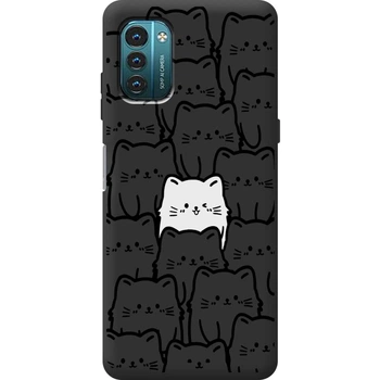 Силіконовий Чорний Чохол з Картинкою для Nokia G21 Принт (Котики) (44288-ysb013)