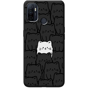 Силіконовий Чорний Чохол з Картинкою для OPPO A53 Принт (Котики) (41736-ysb013)