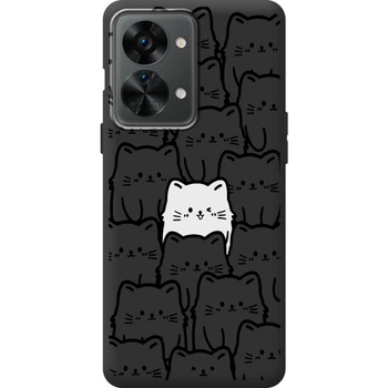 Силіконовий Чорний Чохол з Картинкою для OnePlus Nord 2T Принт (Котики) (59577-ysb013)
