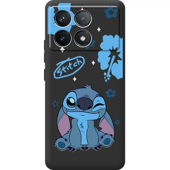 Силиконовый Черный Чехол с Картинкой для Xiaomi Poco F6 Pro Принт (Стич, Stitch) (58096-ysb012)