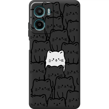 Силиконовый Черный Чехол с Картинкой для Motorola G05 Принт (Кошки) (65607-ysb013)