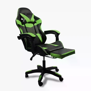 Эргономичное геймерское кресло VECOTTI GT Green для игр и работы с подсветкой, черное с зеленым