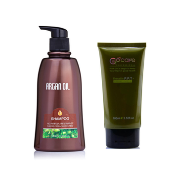 Набір косметики для волосся Clever Cosmetics Argan Oil from Morocco Шампунь 350 мл + Крем з кератином 100 мл
