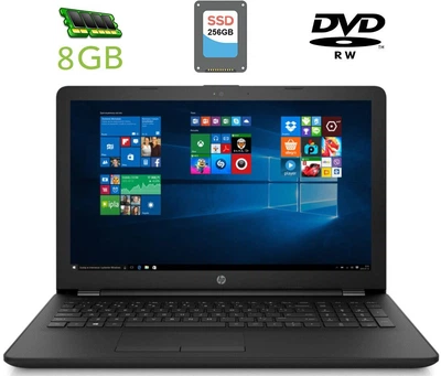 Ноутбук Б-класс HP 15-ra055nw / 15.6" (1366x768) TN / Intel Pentium N3710 (4 ядра по 1.6 - 2.56 GHz) / 8 GB DDR3 / 256 GB SSD / Intel HD Graphics 405 / WebCam / DVD-RW б/у