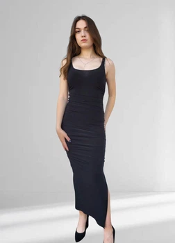 Платье-футляр летнее однотонное макси Boohoo Черное 9851-1111 S (42)