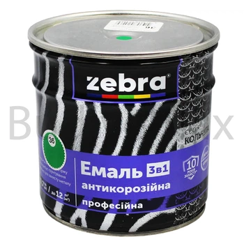 Емаль антикорозійна ZEBRA 3в1 серія Кольчуга 0,7 кг 36 зелена смарагдова