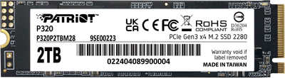 Dysk SSD Patriot P320 2TB M.2 2280 PCIe Gen 3.0 x4 NVMe TLC (P320P2TBM28)