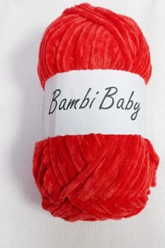 Плюшева пряжа Bambi Babi 032 Червоний велюр 100 г/110 м