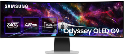 Монитор 49" Samsung Odyssey OLED G9 G95SC (LS49CG954SIXUA) Dual QHD Quantum Dot OLED / Curved 1800R / 240 Гц / 0,03 мс / 10-Bit / HDR True Black 400 / FreeSync Premium Pro / G-SYNC Compatible