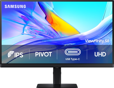 Монітор 27" Samsung ViewFinity HRM S80UD Monitor (LS27D804UAIXCI) -- 4K UHD IPS / 8-Bit + FRC / HDR10 / Flicker Free / Picture-by-Picture / USB Type-C 90 Вт