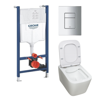 Комплект Инсталляция Grohe Rapid SL 3884966Q c панелью смыва Even 38966000 + унитаз подвесной Klechniowska Combo Euro C530K с сиденьем Soft Close дюропласт