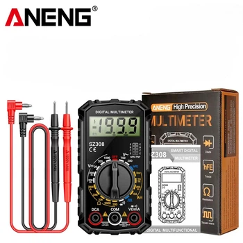 Мультиметр Aneng SZ308 750V AC/1000V DC Voltage, 10A DC Current, NCV, LCD з підсвічуванням (Чорний)