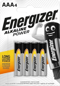 Батарейка алкалінова ENERGIZER ALKALINE POWER LR03/ААА, на блістері 4шт (ціна за 4шт)