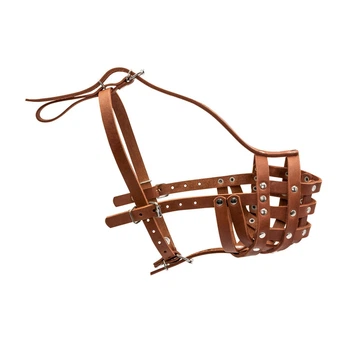 Намордник для собак шкіряний твердий (кошиковий) CoLLaR №3 (для ротвейлера малий), коричневий, довжина морди 8 см, обхват 33 см, металева фурнітура — арт. 06086