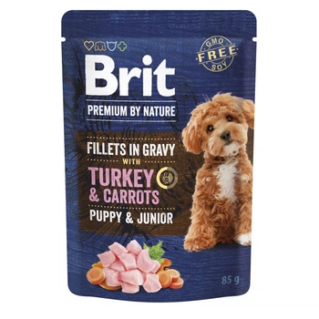 Влажный корм Brit Premium Fillets in Gravy Turkey&Carrots Puppy для щенков малых пород, филе индейка, 85 г