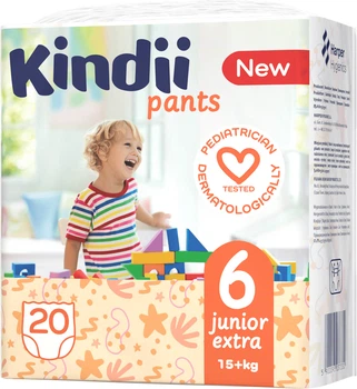 Підгузки-трусики для дiтей Kindii рants розмір 6 Junior Extra 15+ кг 20 шт (5900095037330)