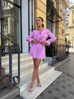 Жіночий яксравий прогулянковий костюм блуза і шорти Uaclothes 42-44 Рожевий (like33788-141941349)