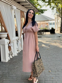 Длинное женское муслиновое платье Fashion 50/52 капучино