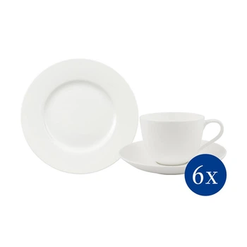 Кофейный чайный сервиз Villeroy & Boch Noblesse 18 предметів преміальна кістяна порцеляна