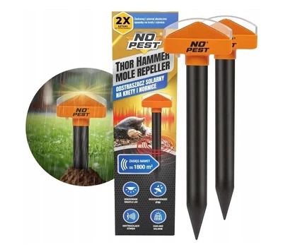 Відлякувач кротів, полівок і змій на сонячній батареї – NO PEST Mole Repeller (2 шт.) до 1800 м²